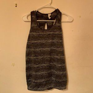 Gray and White Striped Workout Tank